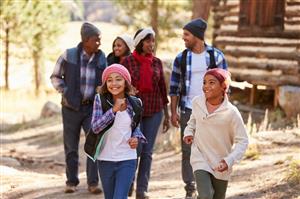 Family hiking outdoors